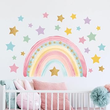 Tanlaby Large Rainbow Wall Stickers Boho Rainbow Wall Decals