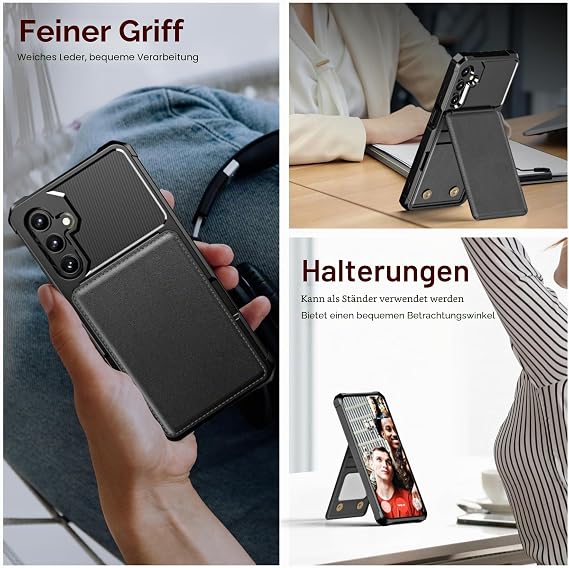 Ysnzaq Wallet Case for Samsung Galaxy A56 ZM Black Militärschutz Stoßfeste Handyhülle mit Kartenfächern Standfuntion Case Cover mit Kartenfach für Samsung Galaxy A56 / A36