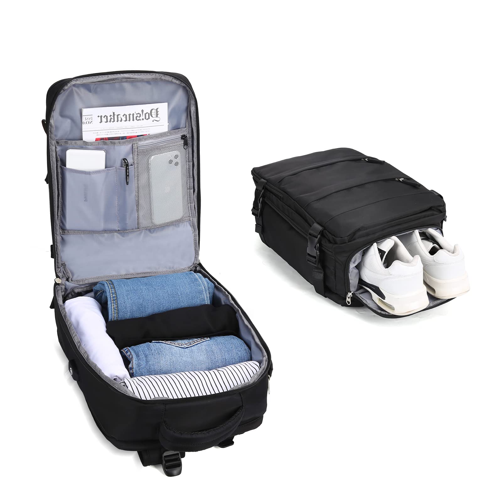 BJLFS Borse da Cabina per Ryanair 40x20x25 Bagaglio a Mano Zaino Borsa Zaino da Viaggio, Zaino da trekking,Zaino Easyjet 45x36x20,Zaino Casual per laptop da 14 pollici per scuola