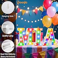 Vista 12 de Pooqla Letrero de Luces LED de Marquesina con Letras, Letra del Alfabeto Iluminada para Decoración del Hogar, Fiesta, Boda R