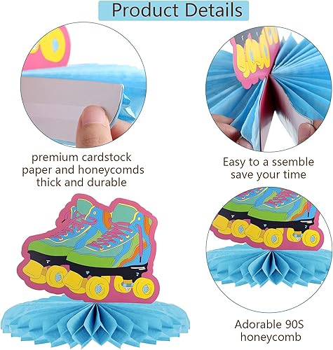 Miniatura 3 de 9 piezas de decoración de fiesta temática de los años 90, centros de mesa de nido de abeja, decoración de mesa retro, suministros de hip hop