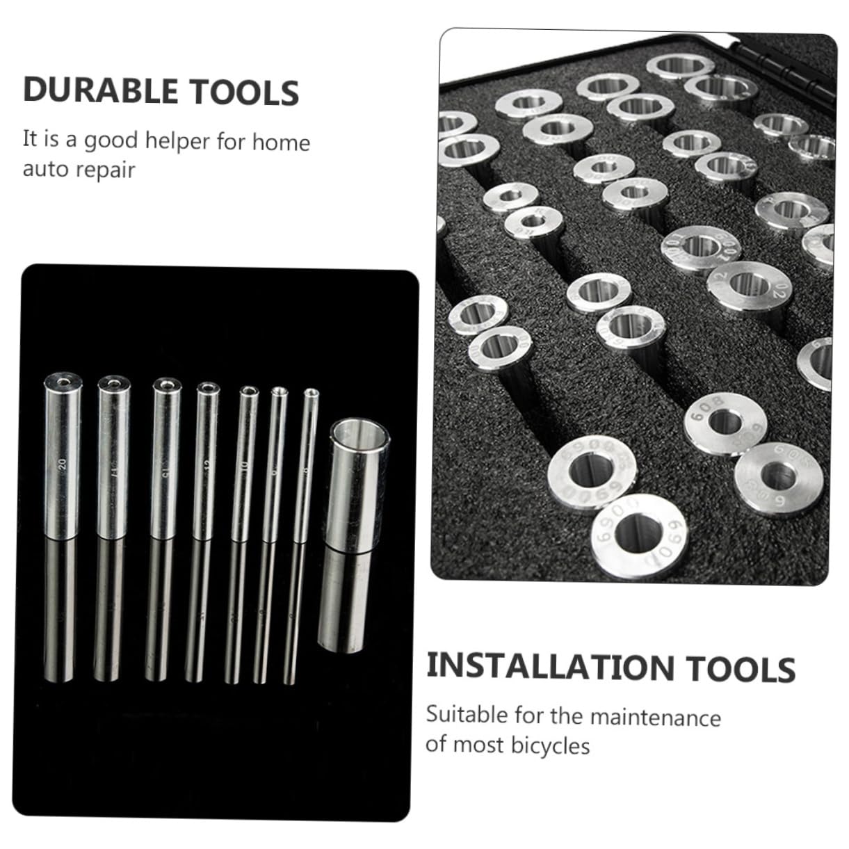 Happyyami Kit de Instalación de Cojinetes para Buje de Bicicleta, 1 Juego | Aleación de Aluminio Cnc, Negro, Mango Antideslizante y Tacto Cómodo, Mantenimiento Doméstico Mayoría de Bicicletas