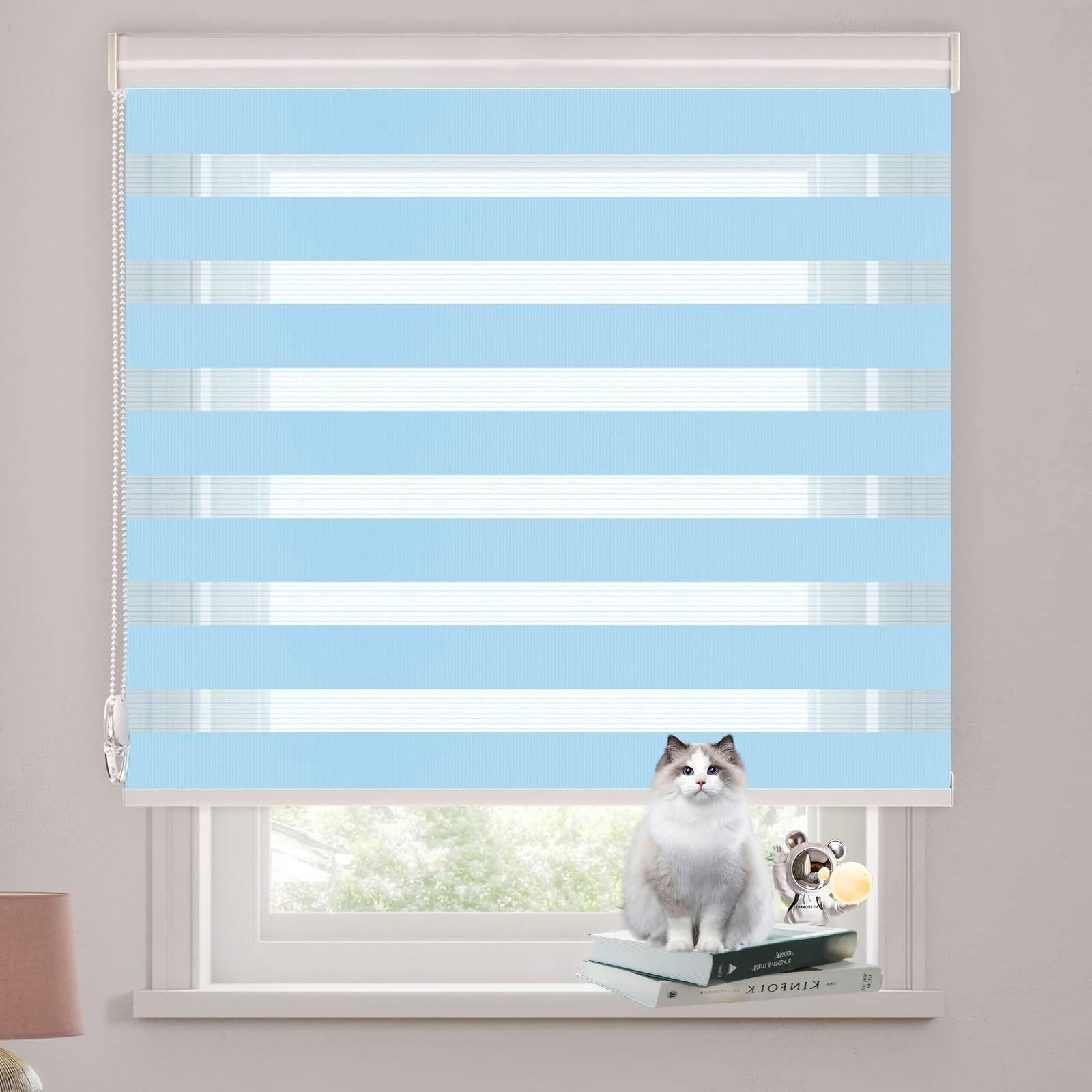Doppelrollo Klemmfix Verdunkelung 55 x 340 cm Hitzeschutz Energiesparend Tag und Nacht Duo Rollo inkl. Montagematerial für Wohnzimmer Küche Büro, Blau