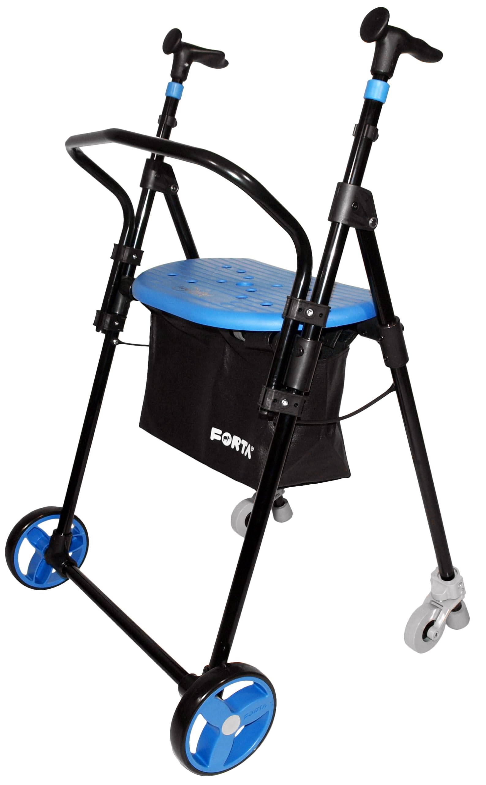 Forta Air On Plus - Andador para Personas Mayores - Andador Plegable y Ligero hasta 110 kg - Altura Ajustable - Uso Exterior (Azul)