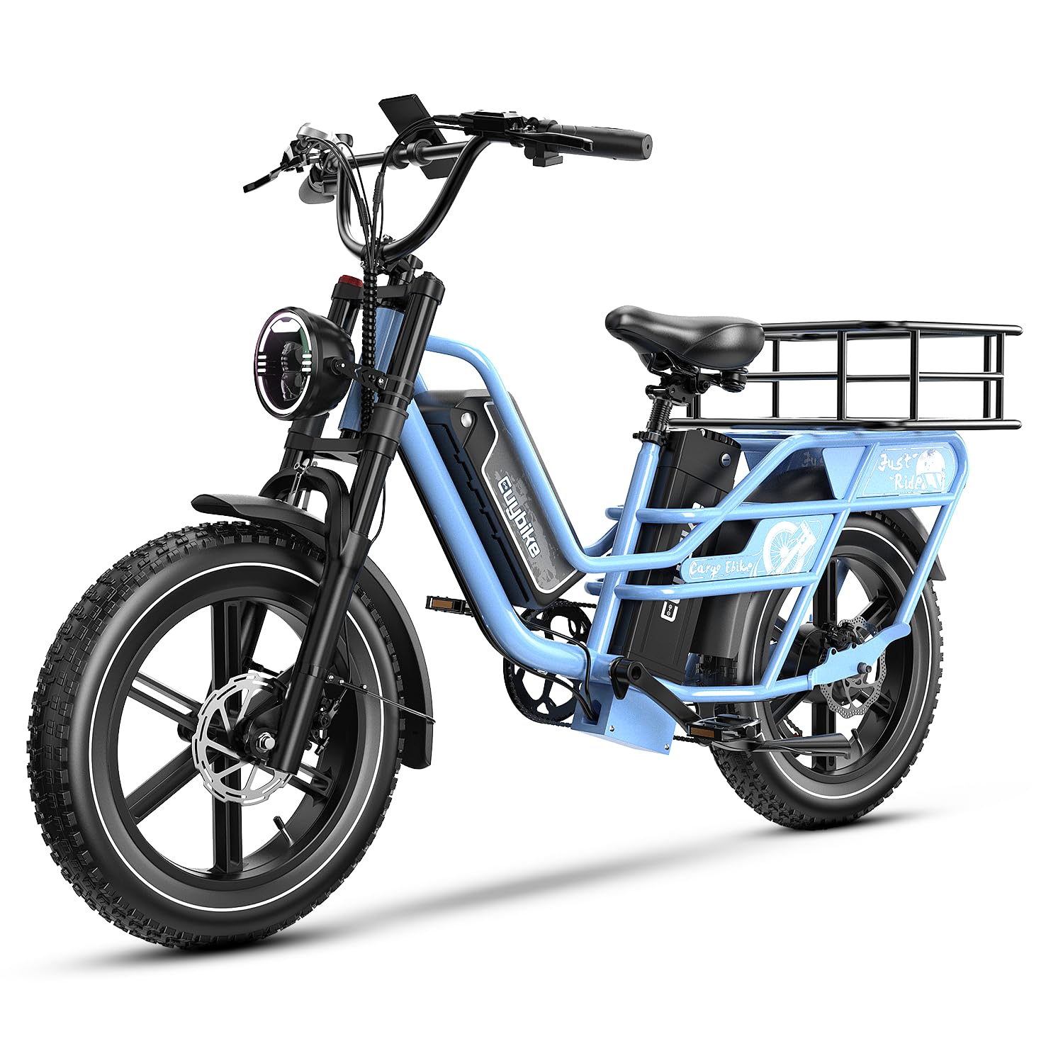 Dual Battery Electric Bike for Adults, 160 Miles Long Range Cargo Ebike with 48V 60AH Removable 2880WH Battery, 1450W Peak Motor 34MPH Electric Bicycle, 20" x 4" Fat Tire Hydraulic Brakes E Bike