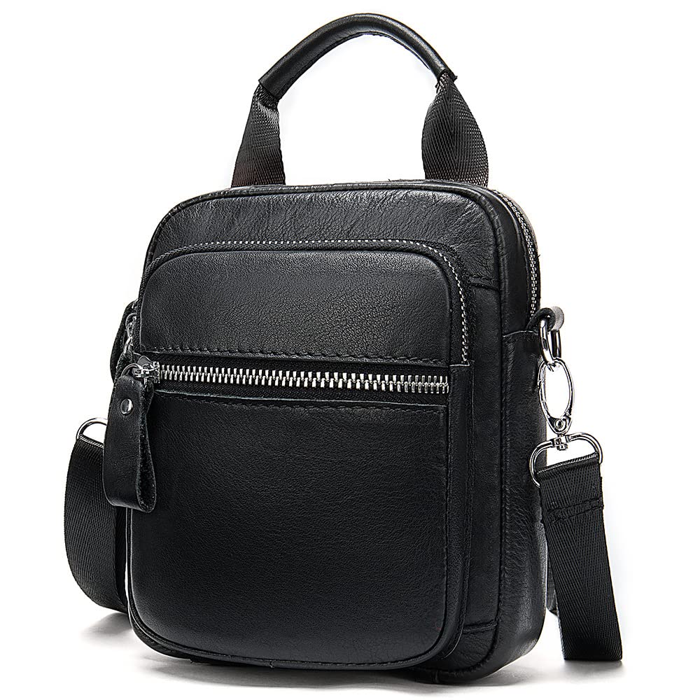 Bolsos de hombro retro de cuero con bolsillos para teléfonos móviles de caballero