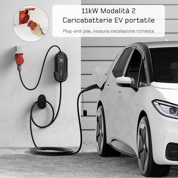 dé Wallbox 11kw [Trifase| 10m| 6-16A] Cavo Ricarica Auto Elettrica Tipo 2 con Potenza di Ricarica Regolabile, Stazione Carichino Auto elettrica Mobile Compatibile con Model Y, 500e e Altri EV/PHEV - 5