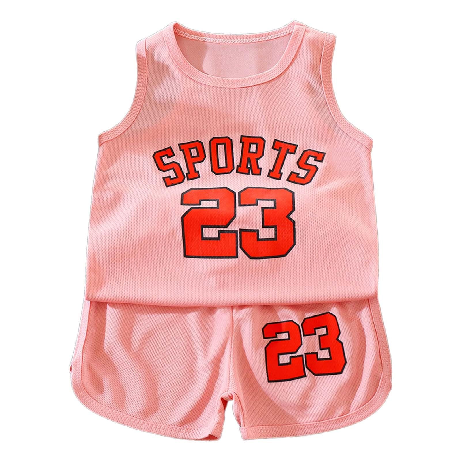 Generisch Conjunto de baloncesto de verano para niños y niñas, chaleco de malla y pantalones cortos, ropa deportiva ligera para niños