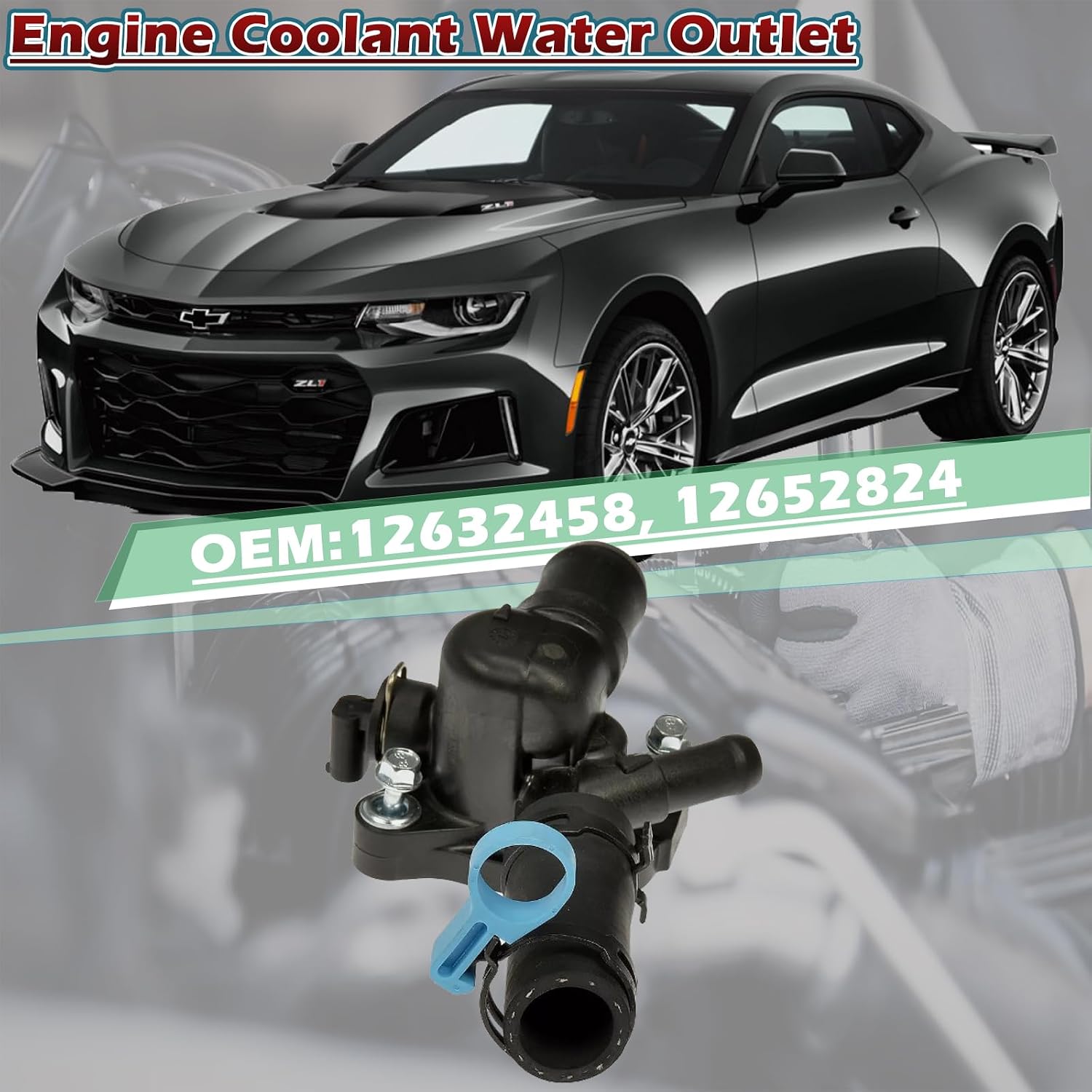 Engine Coolant Hose Connector Thermostat Housing Water Outlet Flange Compatible with Cadillac 13-19 ATS / 16-18 CT6 / 14-19 CTS - for Chevrolet 17-23 Camaro / 15-22 Colorado - for Gmc 15-22 Canyon