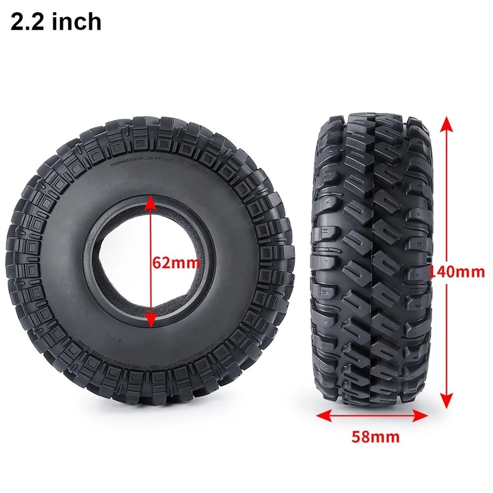 Compatible con Axial para SCX10 90046 AXI03007 TRX4 TRX6 D90 1/10 Coche Trepador De Control Remoto 4 Uds Neumáticos De Goma De 1,9/2,2 Pulgadas Neumáticos Coche RC