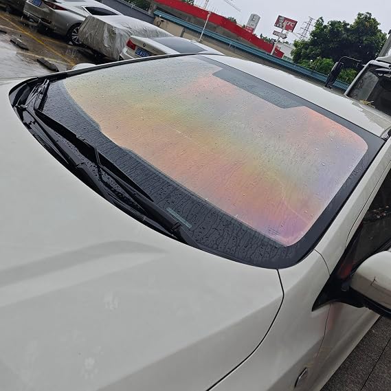 84% VLT Car Tinted Window Film, Rainbow Chameleon Windscreen Foils, Nano Ceramic Solar Protection Film, Clear to Violet Orange Color Change Front Window Tint (1mX3m 39