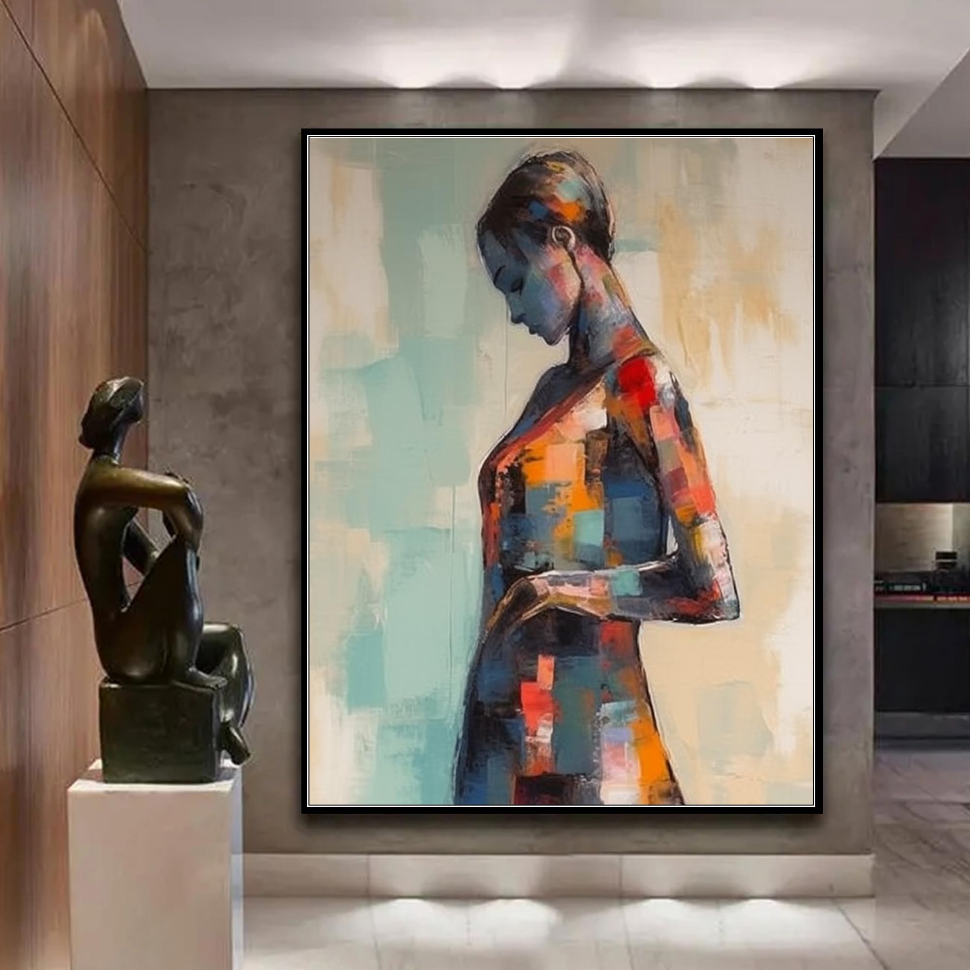 Amazon.com: Yahedoba Figure oil painting on canvas, textured wall