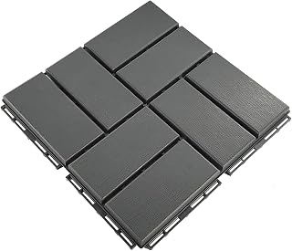 Waterproof Plastic Interlocking Deck Tiles, 9-Pack, 12"x12" | All-Weather Outdoor Flooring for Porch, Poolside, Balcony, Backyard (12''*12'', B-Darkgrey, 9)