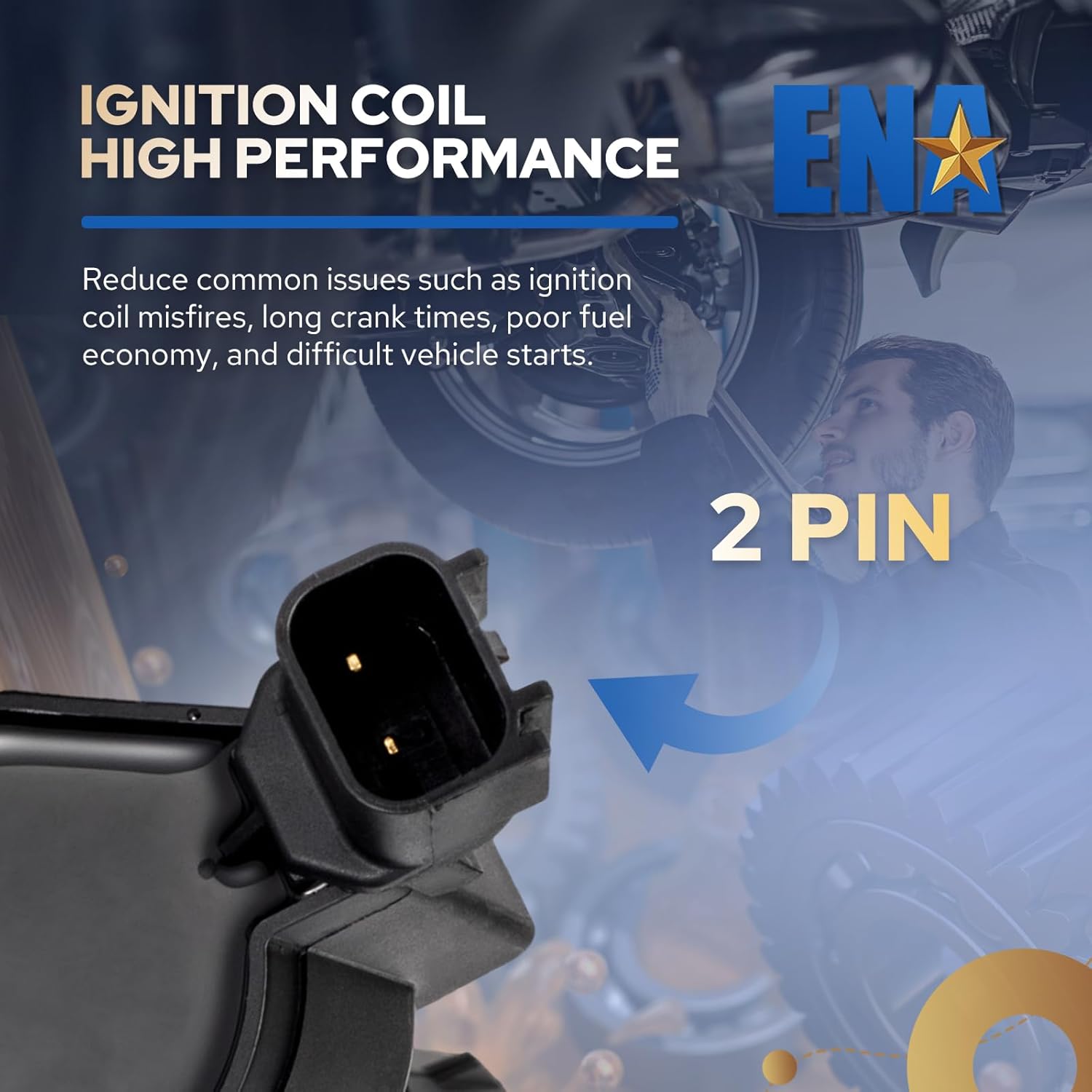 ENA Set of 8 Straight Boot Ignition Coil Pack Compatible with Ford Lincoln Expedition Explorer F-150 Super Duty Mustang Mountaineer 4.6l 5.4l Replacement for DG511 C1541 FD508