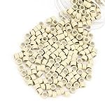Vlasy 200Pcs 4mm Silicone Lined Micro Ring Beads for Hair Extensions 5Colors Apply (200Pcs Blonde)
