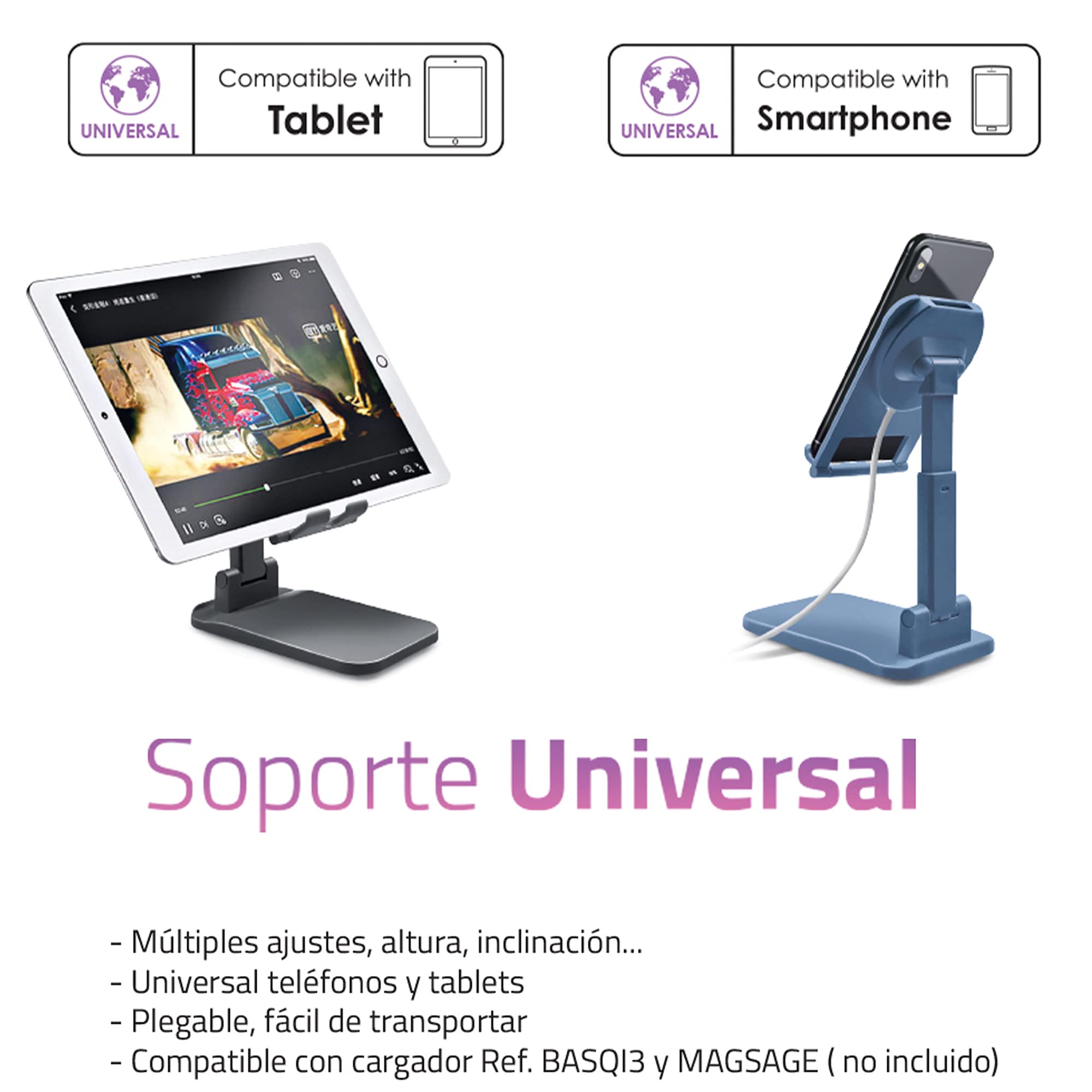 Supporto universale pieghevole e tascabile per tablet e Supporto universale pieghevole e tascabile per tablet e