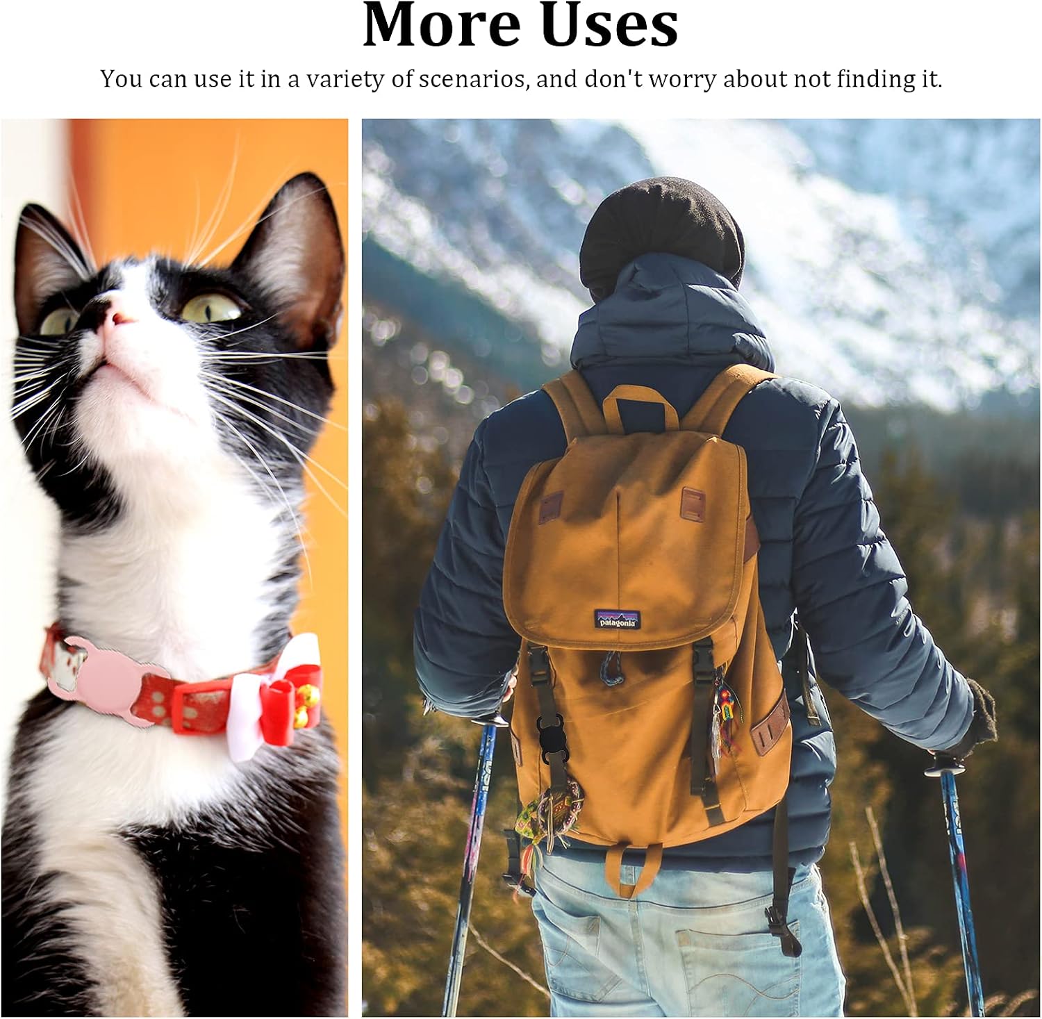 Protective Case Compatible for AirTag 2021, 2 Pack Silicone GPS Finder Dog Cat Collar Pet Loop Holder, Lightweight Anti-Scratch Anti-Lost(Black+Pink 2Pack)