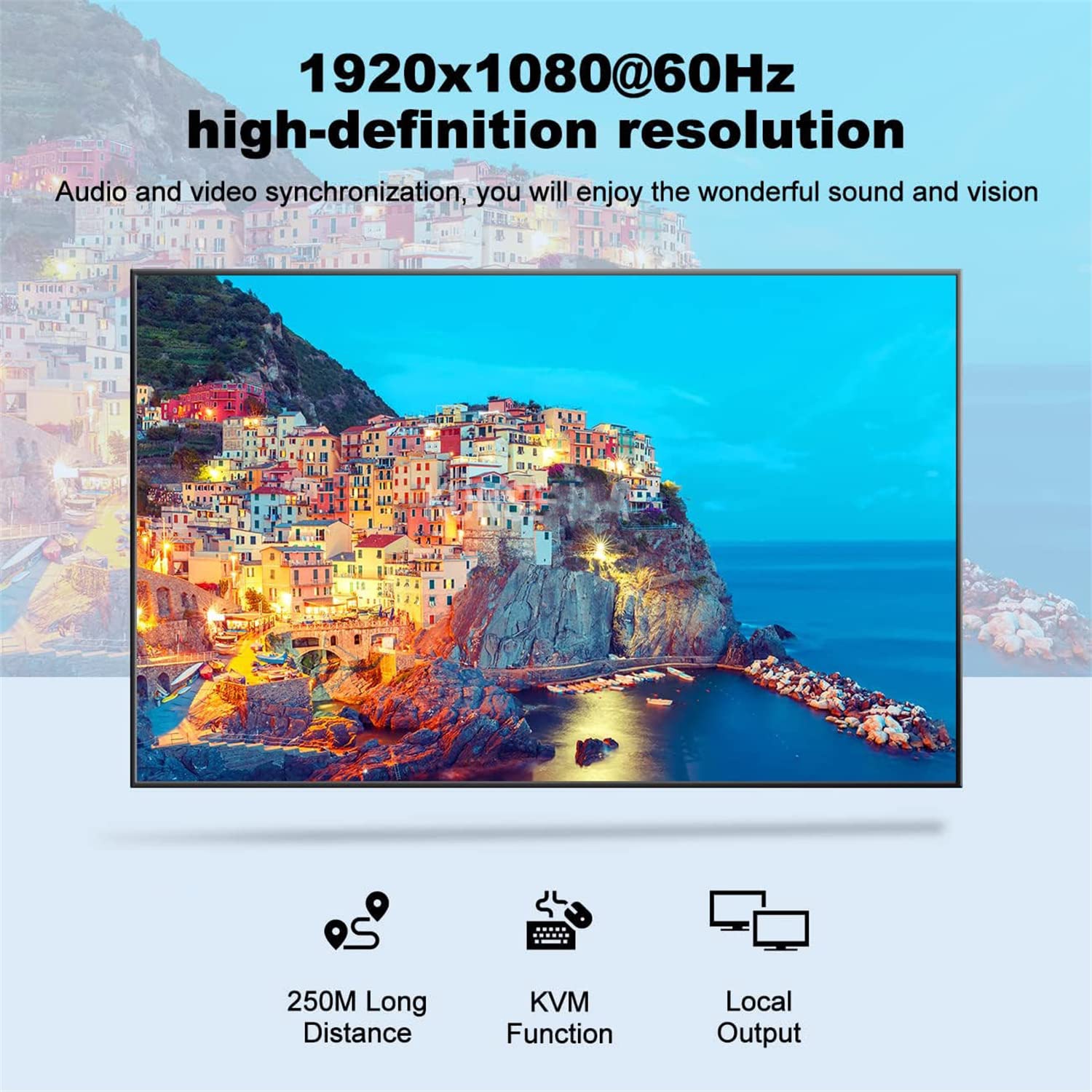 Extenseur KVM HDMI 60 m sur Cat5e Cat6 1080p HDMI USB KVM Transmettre avec Loop Out Support USB Clavier Souris Extension