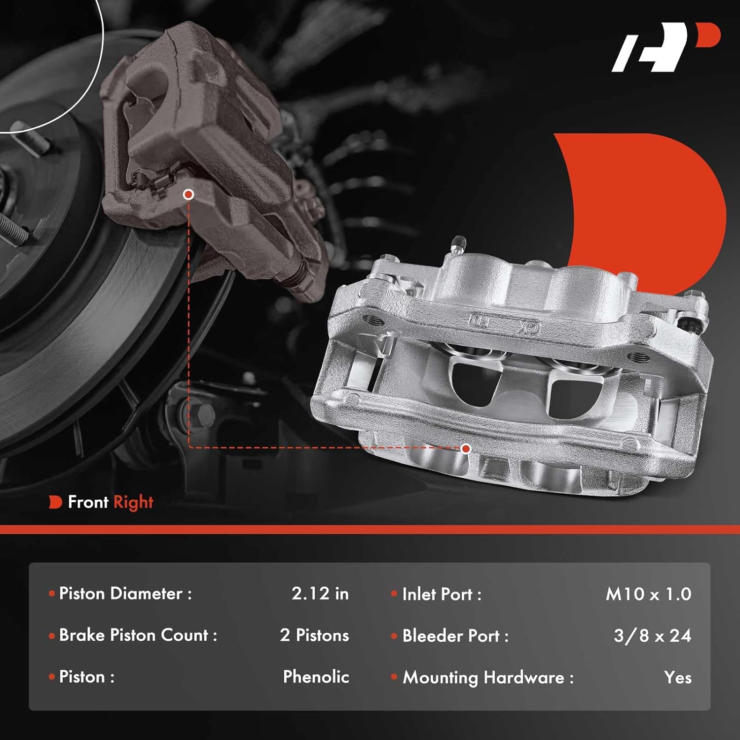 A-Premium Disc Brake Caliper Assembly with Bracket Compatible with Ford Models - For F-150 2012-2020, Lobo 2011-2013 2015-2020 - Front Right Passenger Side