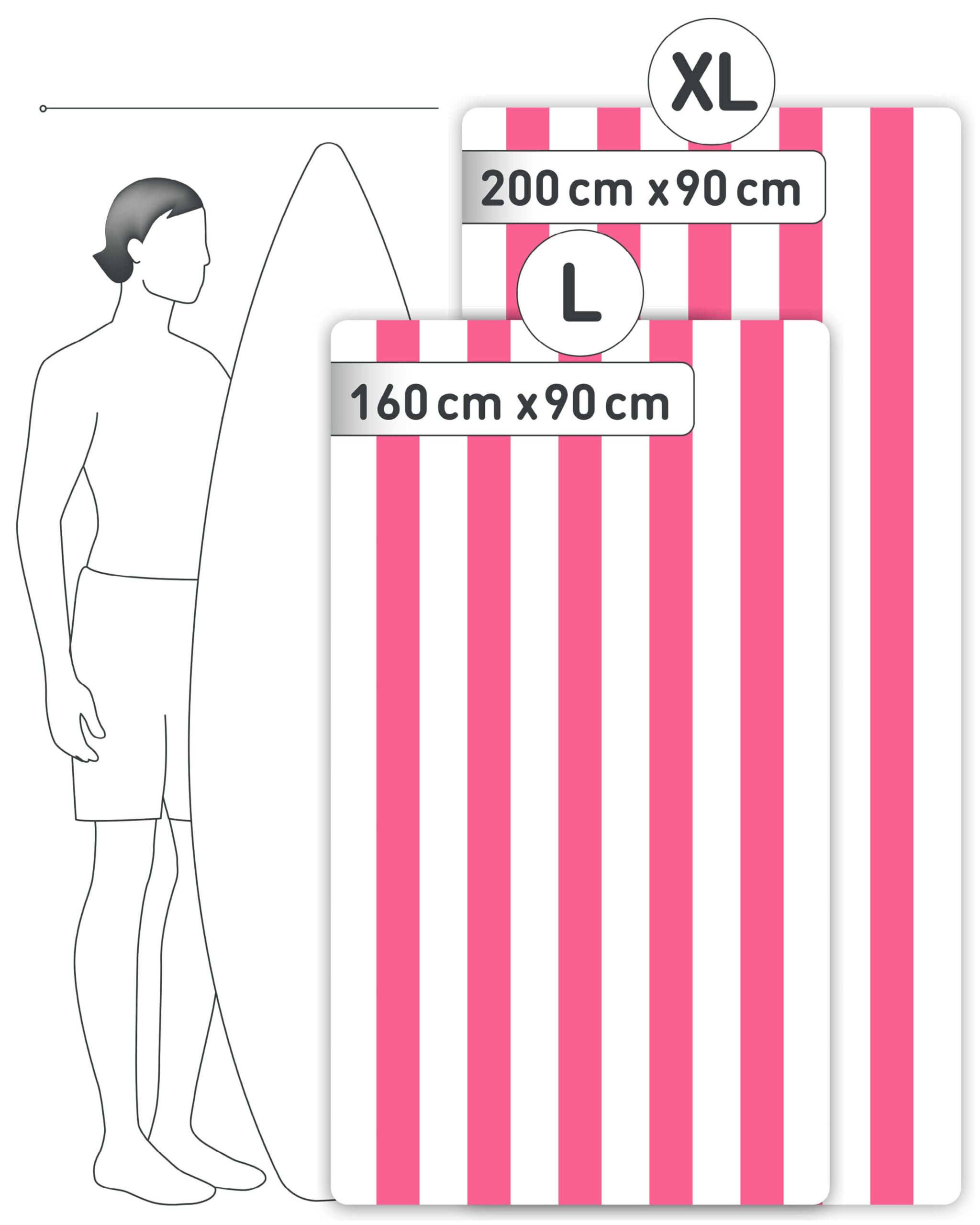 Fit-Flip Telo Mare microfibra – leggero, fine e ad asciugatura rapida – asciugamano microfibra grande – teli antisabbia da spiaggia – 100% riciclato - rigato rosa-bianco 160cmx90cm