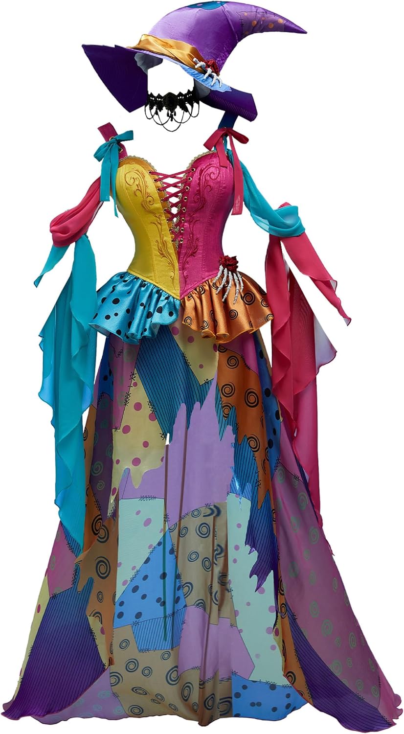 MEOWCOS Halloween Dancer Cosplay Costume Satin Waist-Cinching Top High-Slit Skirt Set with Accessories - Image 2