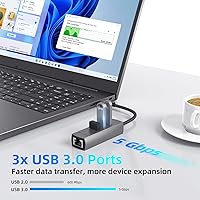 Vista 4 de Adaptador USB A a Ethernet, WALNEW USB 3.0 a RJ45 Gigabit Ethernet, compatible con Mac, MacBook Pro/Air, Samsung Galaxy Tab