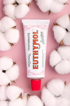 Euthymol Sensitive Toothpaste 75ml,Fluoride Toothpaste for Sensitive Teeth, Plaque Removal, Cavity Protection, Antibacterial, Gluten-Free, Thymol & Menthol, Freshens Breath,Gentle Dental Care