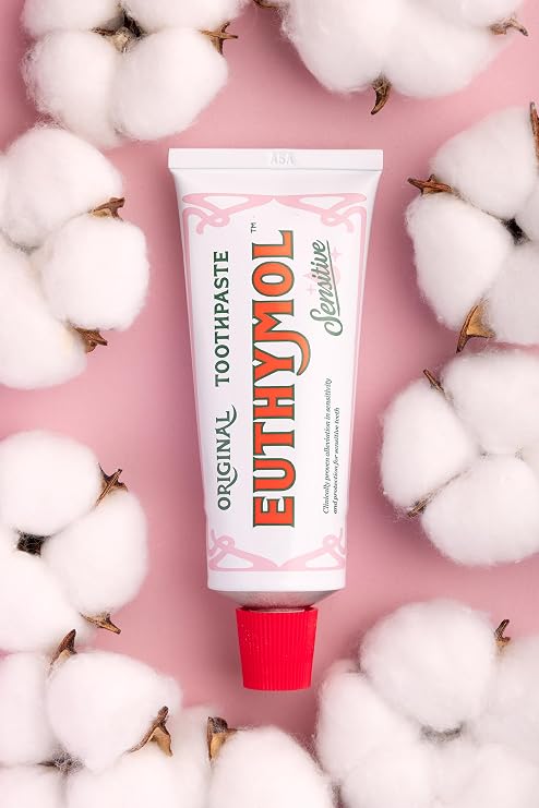 Euthymol Sensitive Toothpaste 75ml,Fluoride Toothpaste for Sensitive Teeth, Plaque Removal, Cavity Protection, Antibacterial, Gluten-Free, Thymol & Menthol, Freshens Breath,Gentle Dental Care
