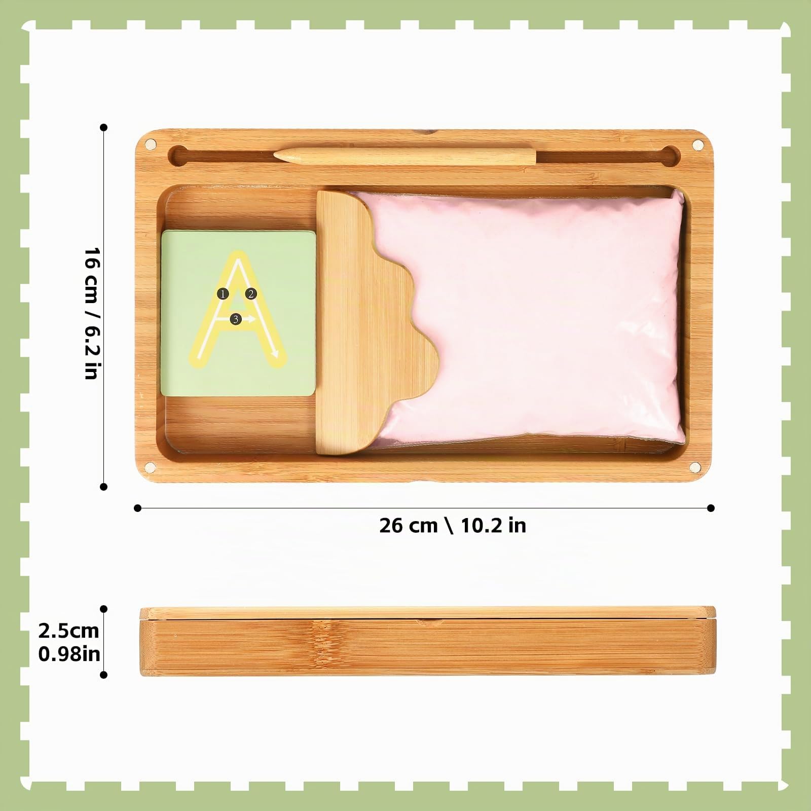 AtMini Montessori Table de Sable début d'entraînement d'écriture et de Dessin Jouet en Bois Montessori Table de Sable éducative Jouet pour Le développement Moteur précoce chez Les Enfants（Rose）