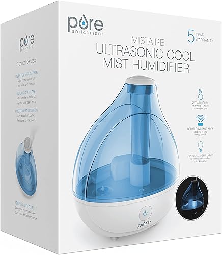 Vista 8 de Pure Enrichment MistAire Humidificador ultrasónico premium con tanque de agua de 1.5L, funcionamiento silencioso, apagado automático y función