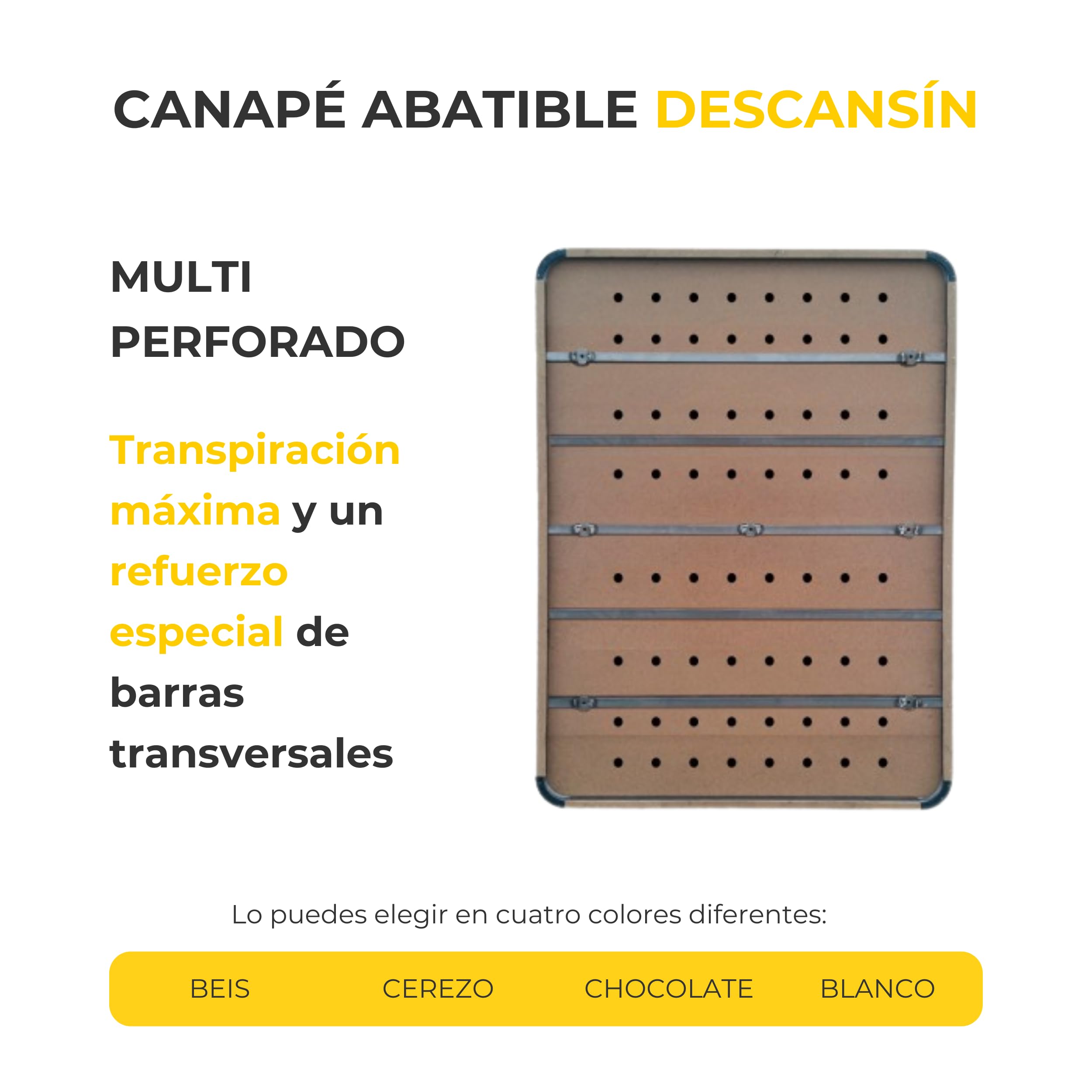 DESCANSIN - Canapé Abatible | Canape para tu Cama | Canapes Abatibles 4 Colores Disponibles | Canape para Camas Matrimoniales o Individual | Canape Gran Capacidad 28cm | Canapé (Blanco, 135x190)