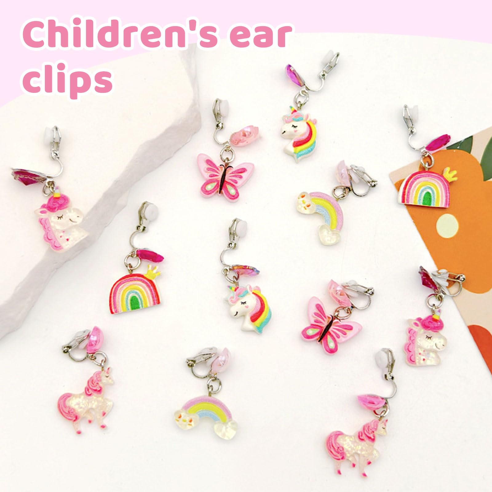Auroriel 12 works of Ear Clips for Girls Earring Set Without Ear Holes with Ear Cushions, Cute Butterfly, Rabbit - Image 4