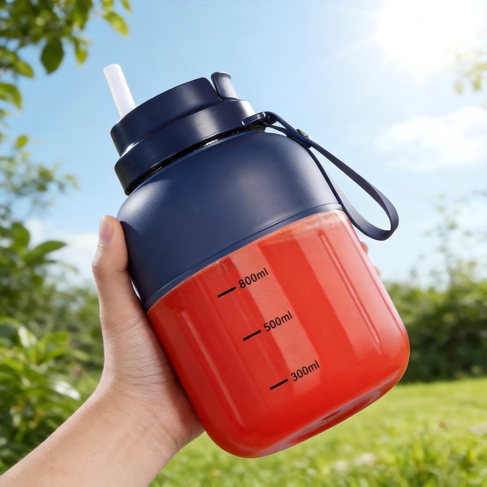 Spremiagrumi portatile, frullatore personale per frullati e smoothie, 27 oz/44 oz, ricaricabile con doppio coperchio, ideale per sport, viaggi e uso quotidiano (Blue - 44oz)