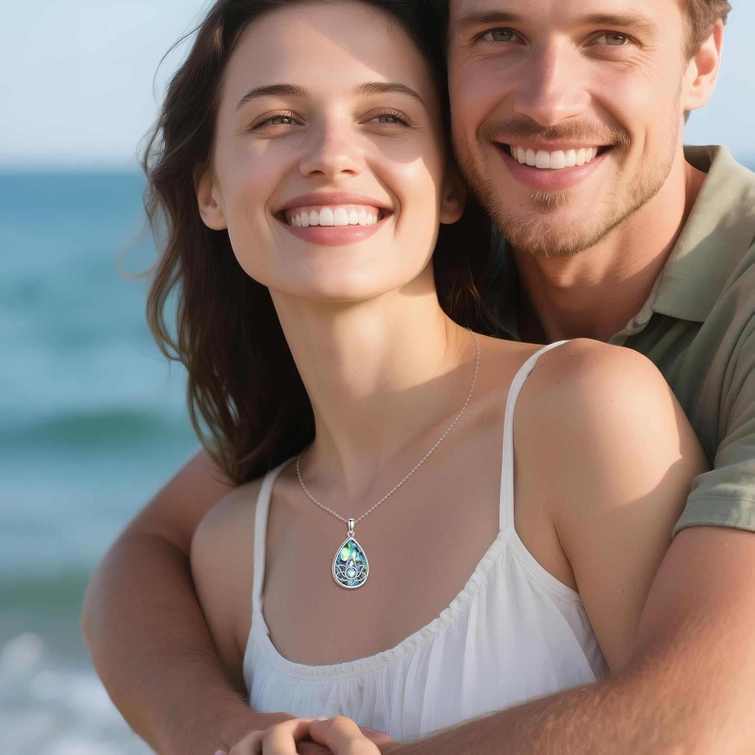 ONEFINITY NA Lotus Necklace 925 Sterling Silver Sobriety Abalone Shell Moonstone Pendant Necklace Healing Recovery Spiritual Jewelry Gifts for Women - Image 3