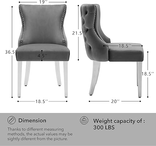 Miniatura 67 de LOULENS Elegance - Juego de 6 sillas de comedor de terciopelo, lujosas sillas de comedor tapizadas copetudas, sillas decorativas de terciopelo real
