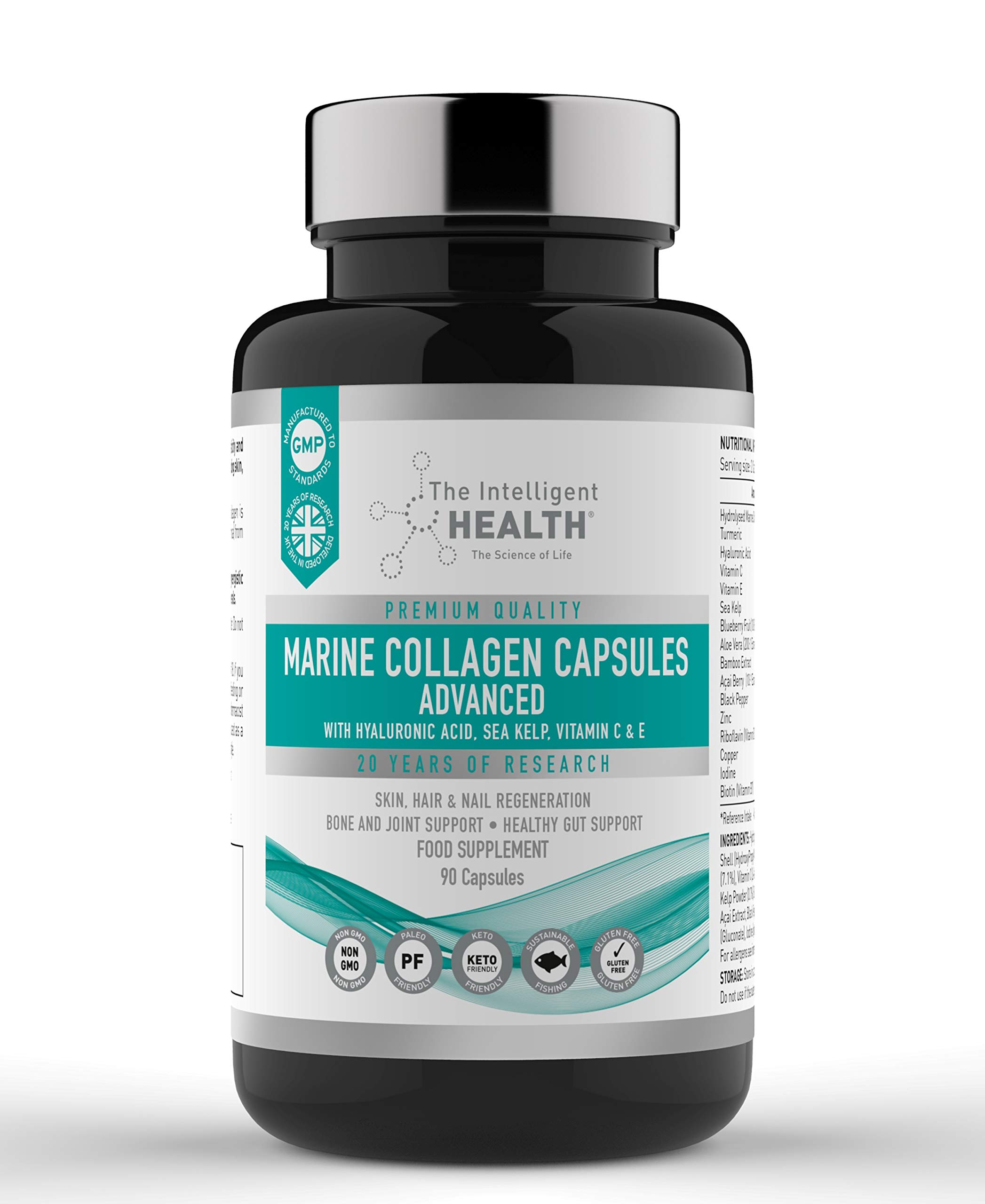 The Intelligent HealthAdvanced Hydrolysed Marine Collagen Tablets 1400MG Complex – Containing Zinc, Biotin and Vitamin C, No Gluten or Lactose - 90 Capsules
