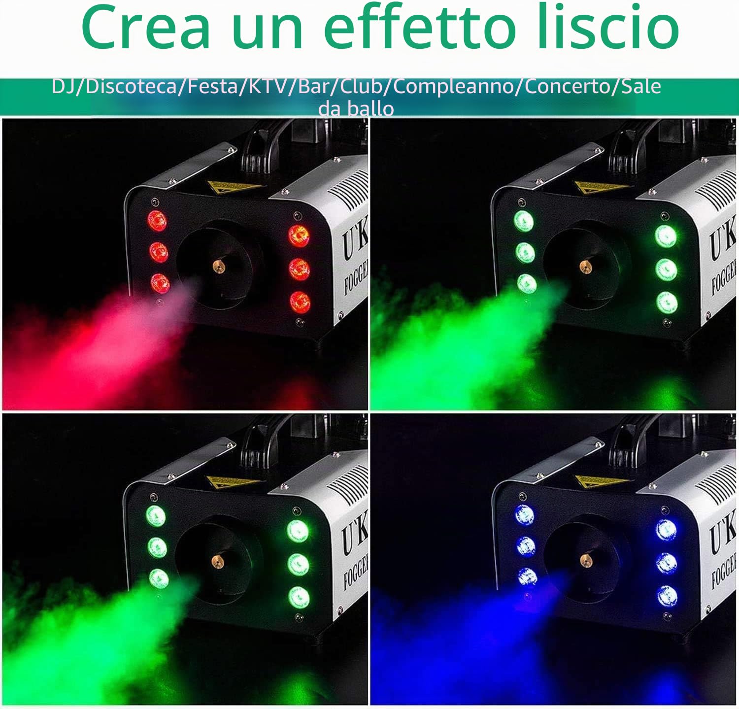 MORFIT - Macchina del fumo con LED, 1200 W, 5600 CFM (cubic foot per minute) di nebbia generata, luci a 6 livelli, comandi via cavo e telecomando senza fili, adatta feste, matrimoni, Natale, Halloween