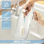 Glass Pitcher, 2 Liter/68 OZ Water Pitcher with Lid and Spout, Large Pitchers for Drinks,Glass Water Carafe,Glass Jug,Beverage Pitcher.