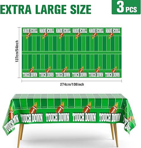 Miniatura 3 de Mantel de fútbol americano, decoraciones de fiesta de fútbol, manteles desechables de plástico para mesa de touchdown para fútbol, suministros de