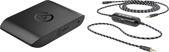 Elgato HD60 X External Capture Card & Chat Link Pro – Audio Adapter, for PS5, PS4, Nintendo Switch, Capture Voice Chat, Gameplay Sound, Extra Long Cable
