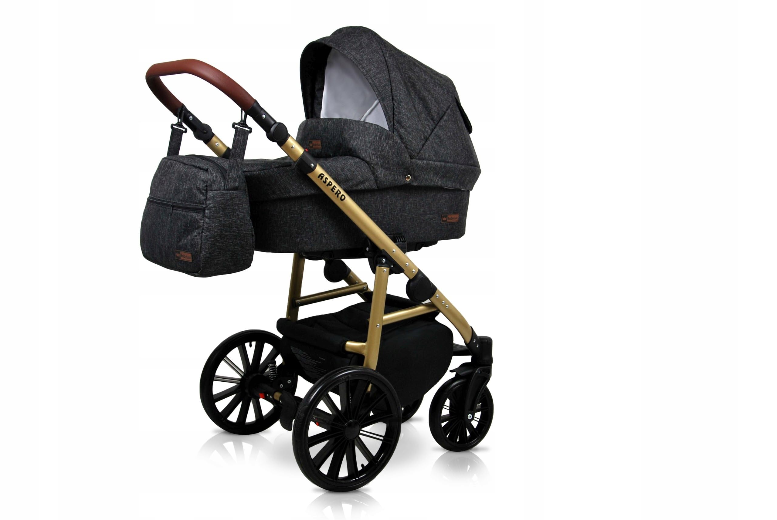 BabyLux® Bambini Passeggino Completo Set 3 in 1 - Aspero - incl. Navicella, Canna, Seggiolino Auto - Carrozzina Neonati Sistema Combinato - con Borsa fasciatoio, Copertura antipioggia ecc.