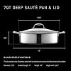 HexClad Sartén salteadora híbrida antiadherente de 7 cuartos con tapa, freidora de pollo | Apto para lavavajillas y horno, compatible con todas las superficies de cocción, listo para inducción, mango frío 5