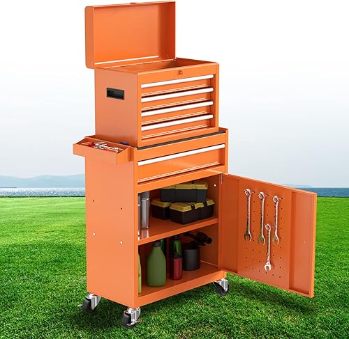 Caja de herramientas y gabinete de almacenamiento de herramientas caja de herramientas rodante con cuatro ruedas baúl de herramientas con 5 cajones