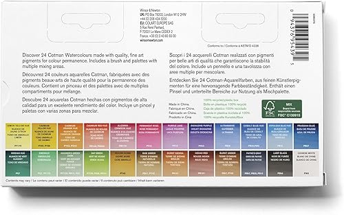 Vista 115 de Winsor & Newton - Cotman - Juego de acuarelas, 12 medias pastillas y pincel Juego de 6 tubos 0.3 fl oz