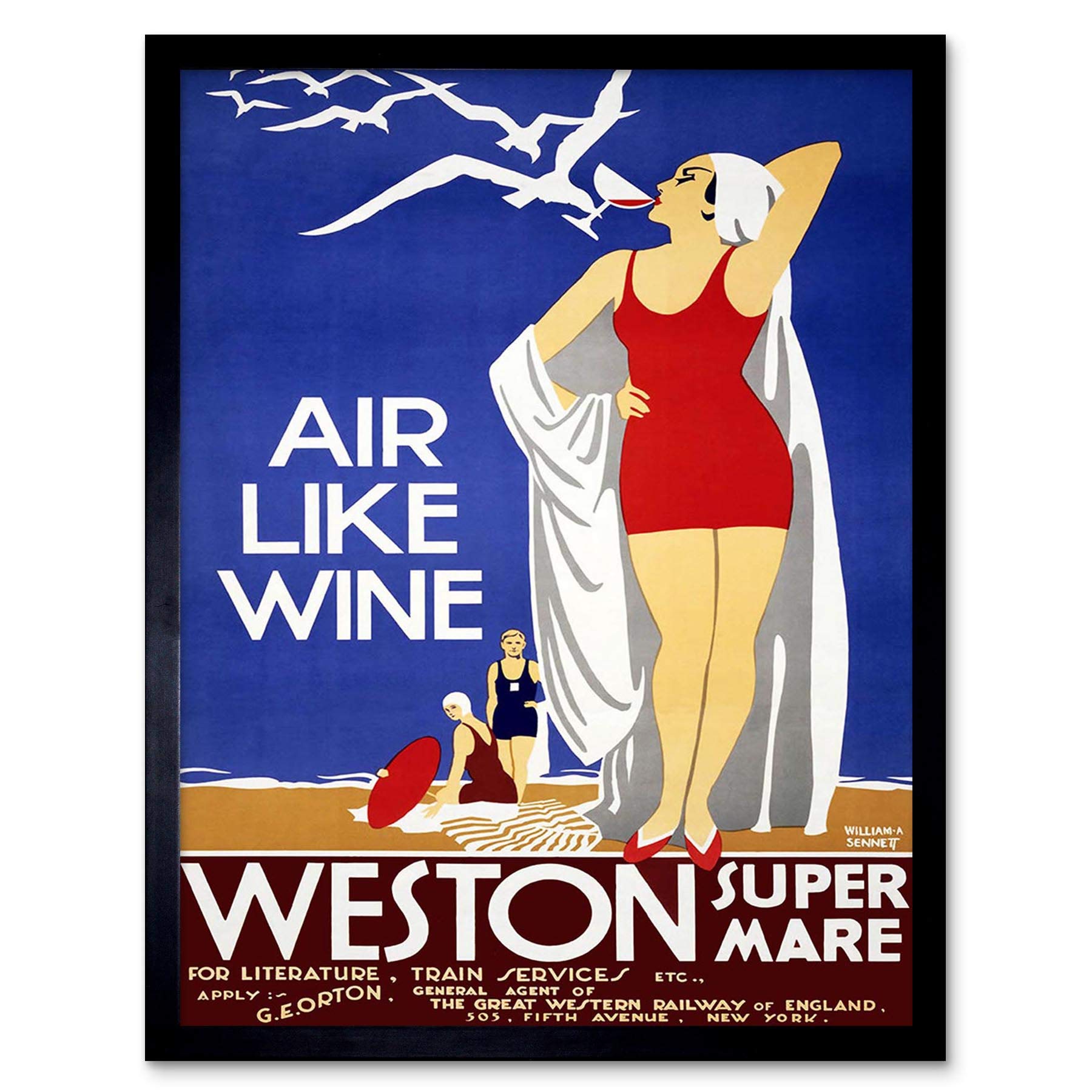 Artery8 Travel Tourism Weston Super Mare Gwr Railway Uk Framed Wall Art Print from B&Q