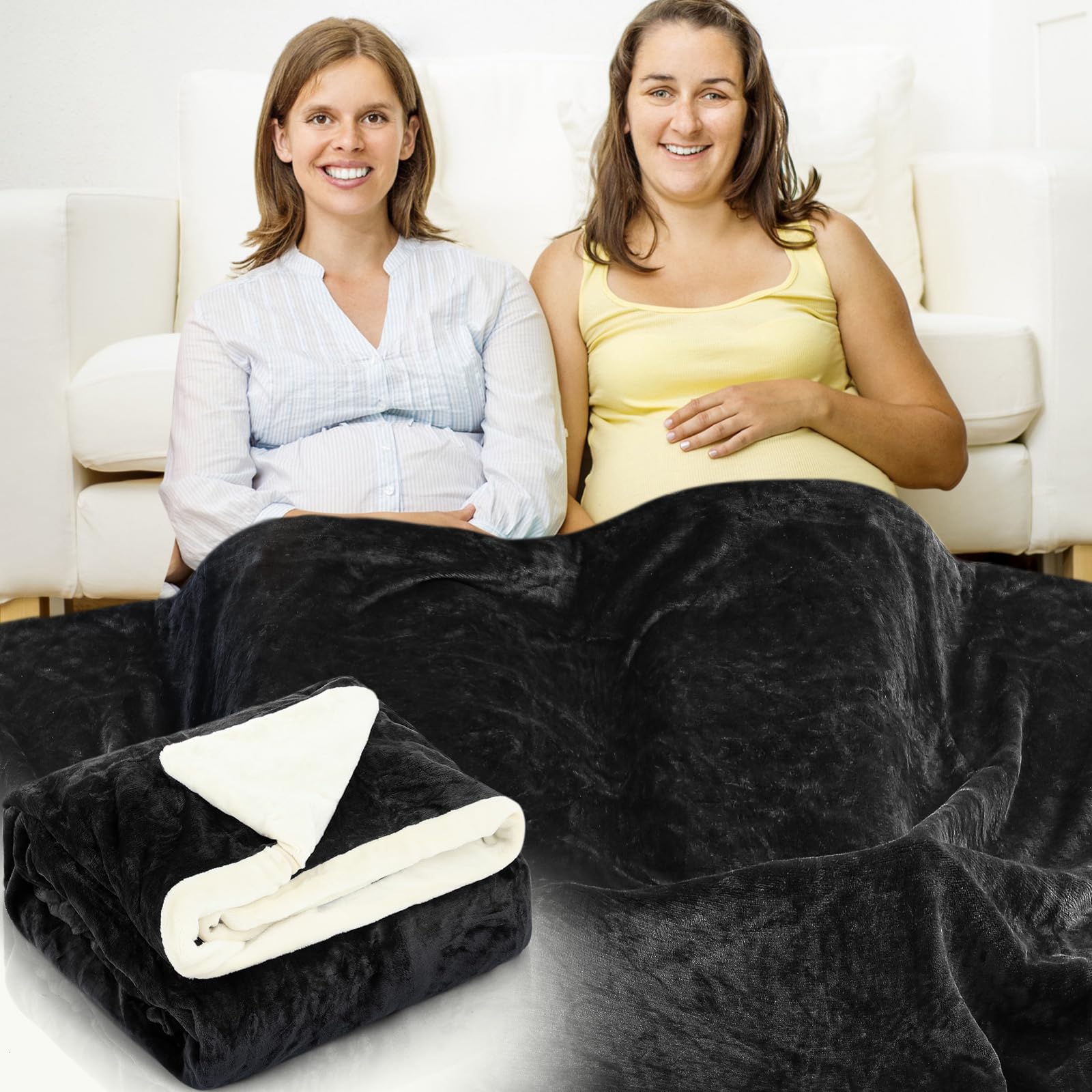 Preboun 61 x 51.18 Inch Large Faraday Blanket for Pregnant Babies, Emf Blanket Protection 5 G, Bluetooth, Phone Towers, Two Sides Using for Beds Couches Travel(Flannel, Black)