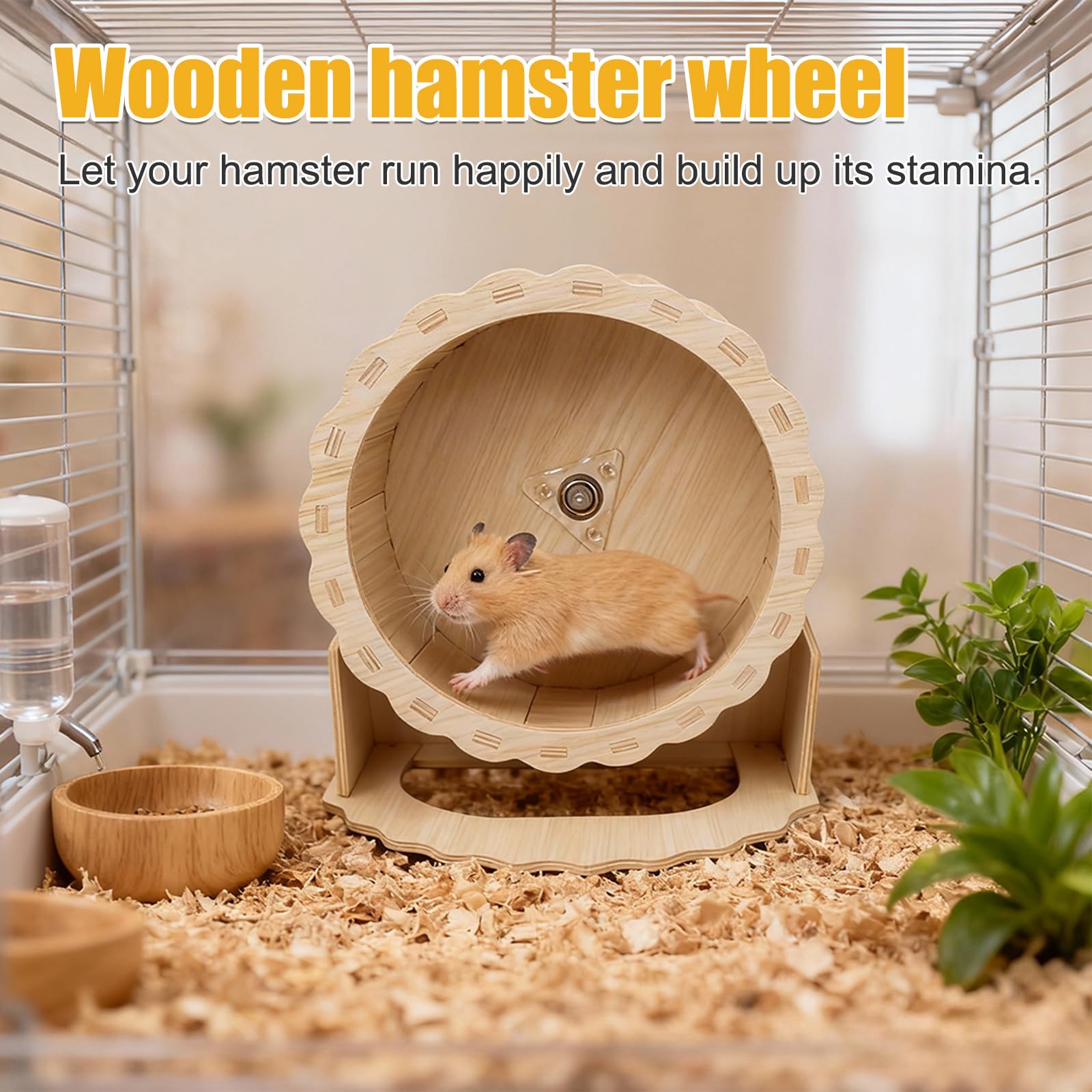 15cm Leise Laufrad Hamster,Laufrad aus Holz, Holz Hamster Leise Rennmäuse Kleintier Haustier,Geeignet für Zwerghamster und Rennmäuse