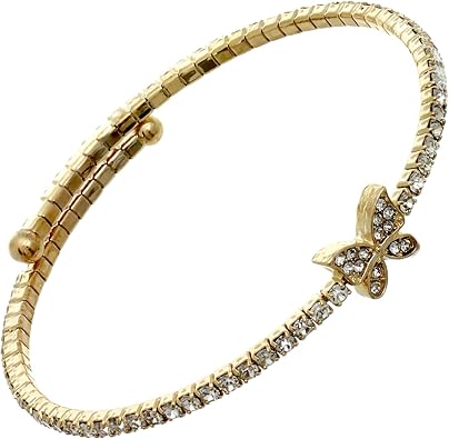 NTLX Butterfly Bracelet Crystal Butterfly Bracelets for Women Adjustable Size Bracelets Genuine Rhinestone Crystals - Gift Box Included