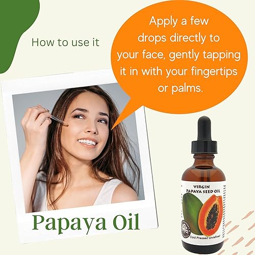 Miniatura 6 de Best Nature's Cosmetics Aceite de semilla de papaya puro, aceite de papaya orgánico prensado en frío para cara, piel y cabello, antienvejecimiento,