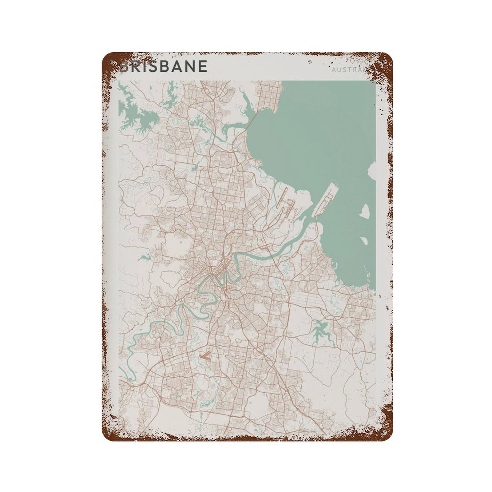 xiaoxiaoshen Brisbane Map City Australia (2) Wall Decor Art Metal Tin Poster Modern Home Decor Art Home Bar Shop Decorations Vintage Sign 40x30cm